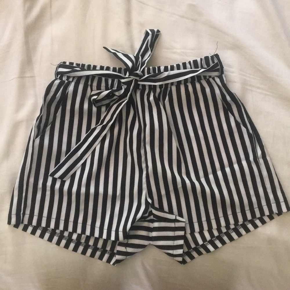 Black and White Striped shorts, Shein